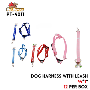 Dog Harness W/ Leash 44 x 1 " Asst Color