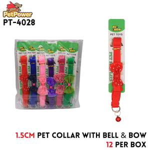 Pet collar with bell and bow 1.5 CM Asst Colors