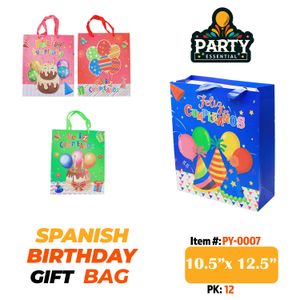 10.5"x12.5"x 4" Spanish Birthday Gift Bag