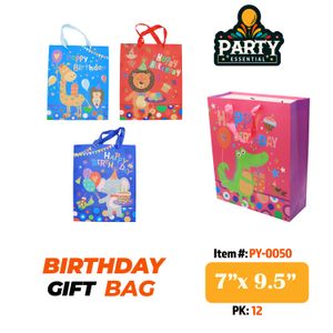 7"x9.5" X3" Glitter Birthday Gift Bag