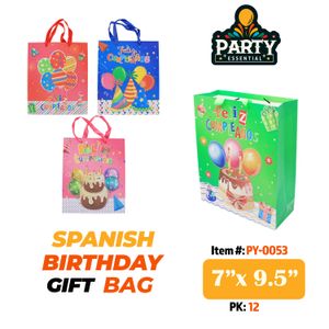 7"x9.5" x 3" Glitter Spanish Birthday Gift Bag