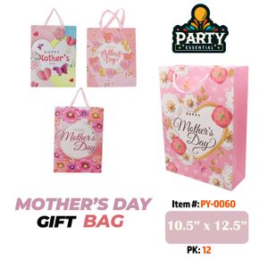 10.5"x12.5"x 4" Glitter Mother's Day Gift Bag