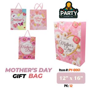 12"x16"x 4.5 Glitter Mother's Day Gift Bag