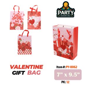 7"x9.5"x3" Glitter Hearts Gift Bag