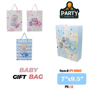 7"x9.5"x3   Baby Gift Bag w /Glitter
