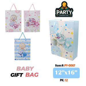12"x16"x 4.5" Baby Gift Bag w /Glitter