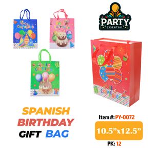 10.5"x12.5" X 4" 3D Spanish Birthday Gift Bag