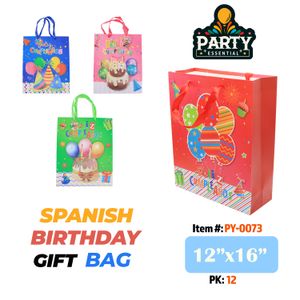 12"x16"X4.5" 3D Spanish Birthday Gift Bag