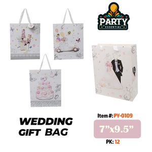 7"x9.5" X 3" 3D Wedding Gift Bag W / Glitter