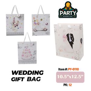 10.5"x12.5"X 4" 3D Wedding Gift Bag W /Glitter