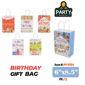 6"x8.5" X 3" Birthday Gift Bag