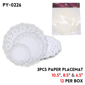paper placemat 36pc 10.5"/8.5"/6.5"