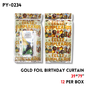 Gold Foil Birthday Curtain 39"x79"