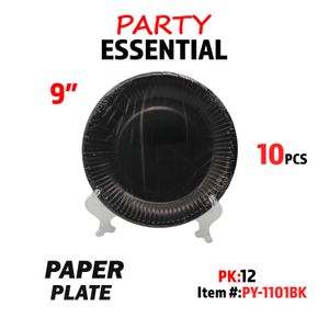 10pcs 9" Paper Plate Black