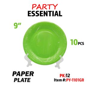 10pcs 9" Paper Plate Green