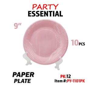 10pcs 9" Paper Plate Pink