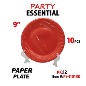 10pcs 9" Paper Plate Red