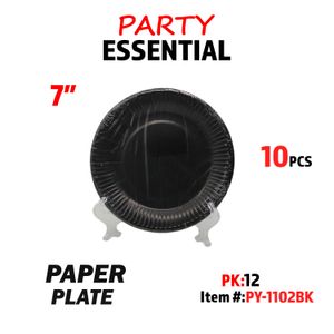10pcs 7" Paper Plate Black