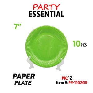 10pcs 7" Paper Plate Green