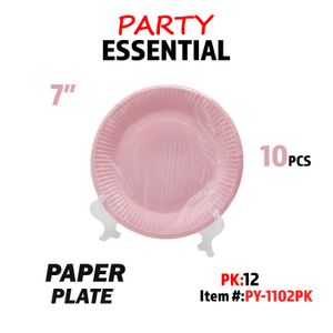10pcs 7" Paper Plate Pink