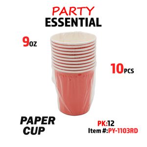 10pcs 9oz  Paper Cup Red
