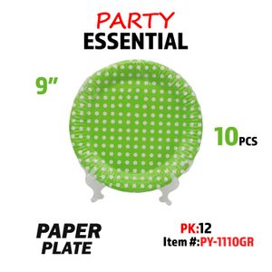 10pcs 9" Paper Plate Green