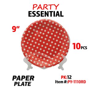 10pcs 9" Paper Plate Red