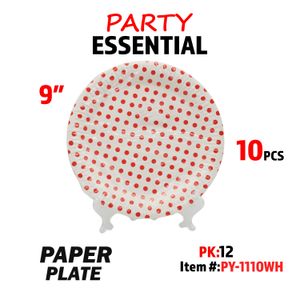 10pcs 9" Paper Plate White