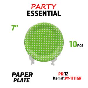 10pcs 7" Paper Plate Green
