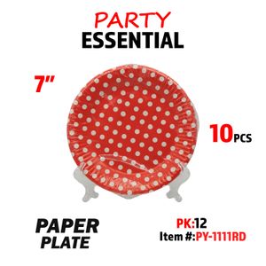 10pcs 7" Paper Plate Red