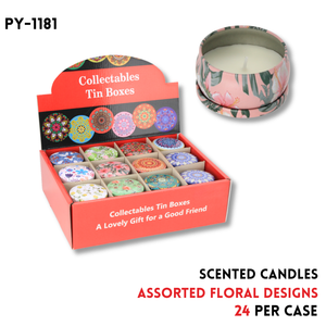 Scented Candles, Assorted Floral Designs