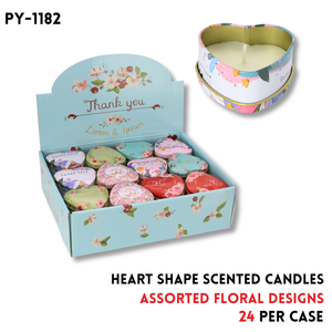 Heart Shape Scented Candles, Assorted Floral Designs