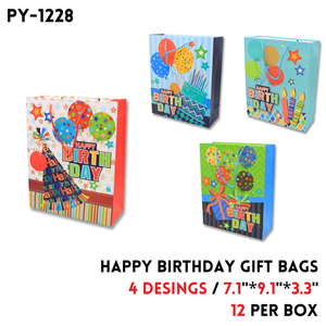 Gift Bag, 7.1"x9.1"x3.3", Paper, 4 pattern