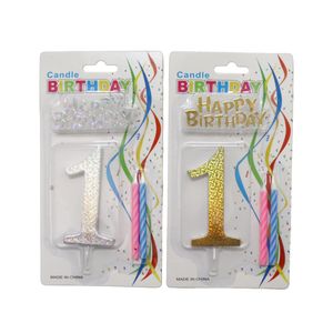 Number 1 candle gold & silver