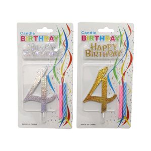 Number 4 candle gold & silver