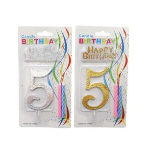 Number 5 candle gold & silver