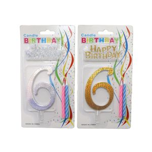 Number 6 candle gold & silver