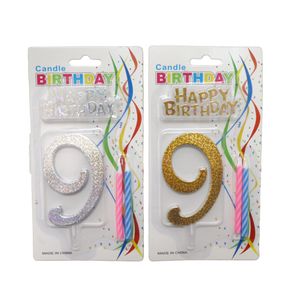 Number 9 candle gold & silver