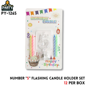 Number “5” Flashing Candle Holder Set