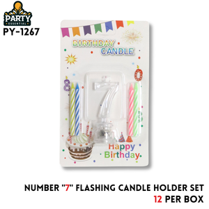 Number “7” Flashing Candle Holder Set