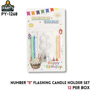 Number “8” Flashing Candle Holder Set