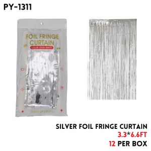Silver Foil Fringe Curtain, 3.3x6.6FT, Alu Fiol