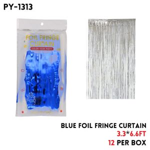 Blue Foil Fringe Curtain, 3.3x6.6FT, Alu Fiol