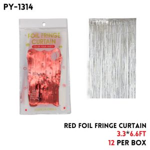 Red Foil Fringe Curtain, 3.3x6.6FT, Alu Fiol