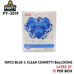 10pcs Blue&Clear Party Balloons 12",2.8/pcs,Latex