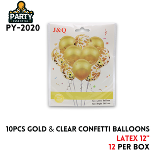 10pcs Gold&Clear Party Balloons 12",2.8/pcs,Latex