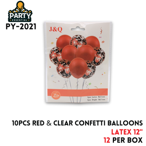 10pcs Red&Clear Party Balloons 12",2.8/pcs,Latex