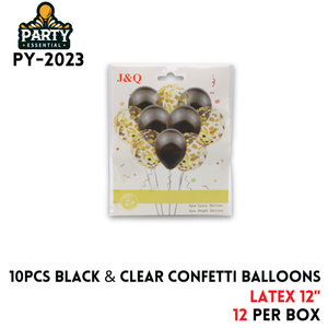 10pcs Black&Clear Confetti Balloons 12",2.8/pcs,Latex