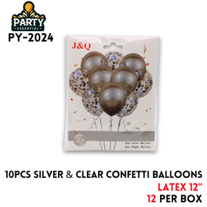 10pcs White&Gold Confetti Balloons 12",2.8/pcs,Latex