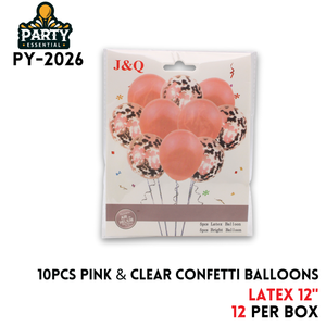 10pcs Pink&Red Gold Confetti Balloons 12",2.8/pcs,Latex